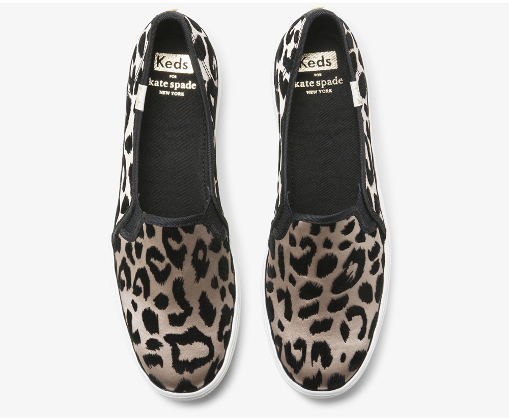 Womens Keds Slip Ons - Kate Spade new york Triple Decker Flocked Leopard - Leopard - 7184-SYBWF